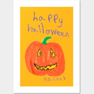 Happy Halloween Pumpkin by Hannah - Homeschool Art Class 2021/22 Art Supplies Fundraiser Posters and Art